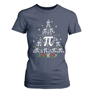 Funny Christmas Math Teacher T Shirt For Women Pi Christmas Tree TS09 Navy Print Your Wear