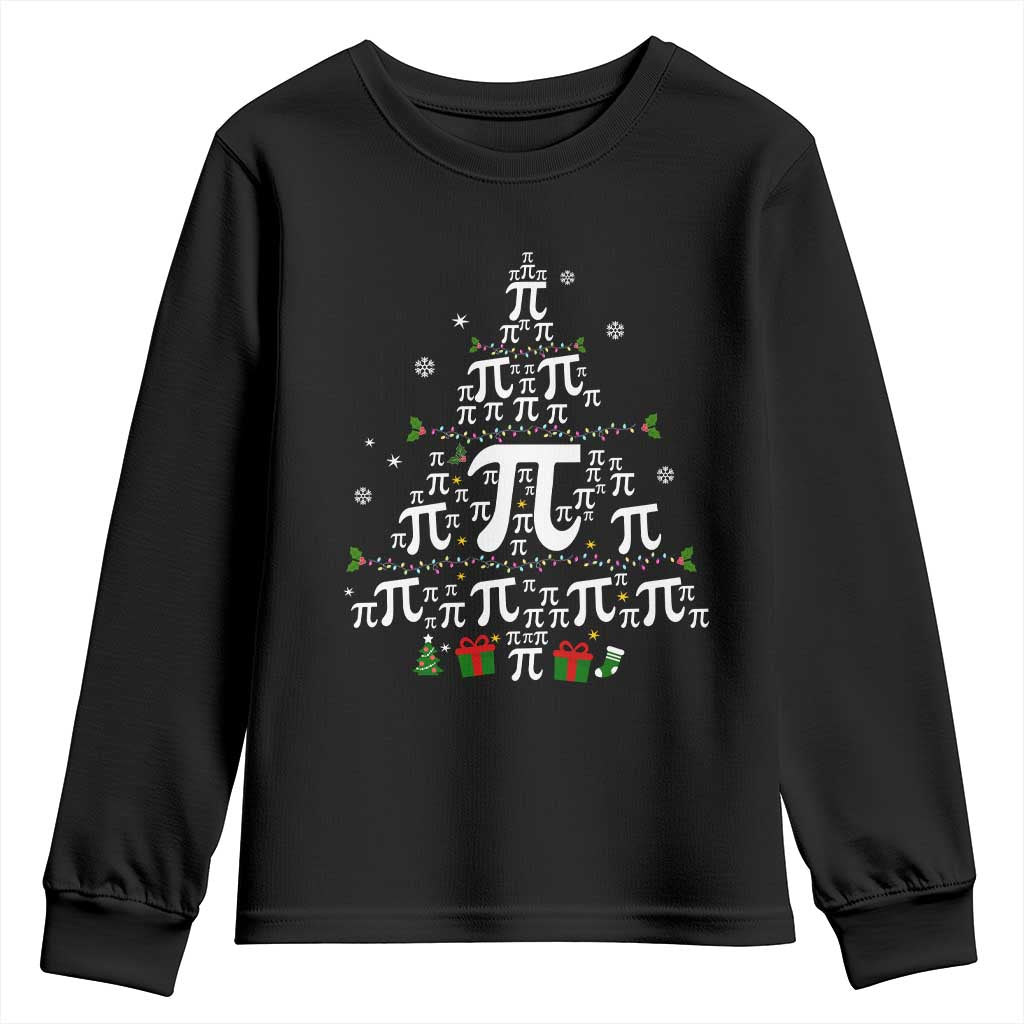 Funny Christmas Math Teacher Youth Sweatshirt Pi Christmas Tree TS09 Black Print Your Wear