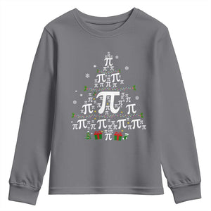 Funny Christmas Math Teacher Youth Sweatshirt Pi Christmas Tree TS09 Charcoal Print Your Wear