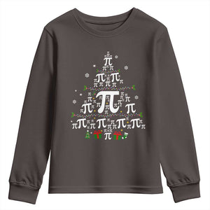Funny Christmas Math Teacher Youth Sweatshirt Pi Christmas Tree TS09 Dark Chocolate Print Your Wear