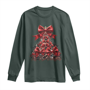 Christmas Tree Coquette Tis The Season Long Sleeve Shirt TS09 Dark Forest Green Print Your Wear