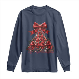 Christmas Tree Coquette Tis The Season Long Sleeve Shirt TS09 Navy Print Your Wear