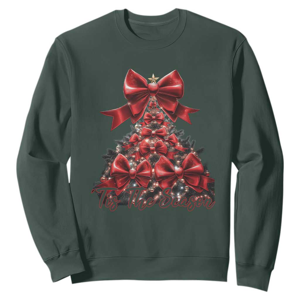 Christmas Tree Coquette Tis The Season Sweatshirt TS09 Dark Forest Green Print Your Wear