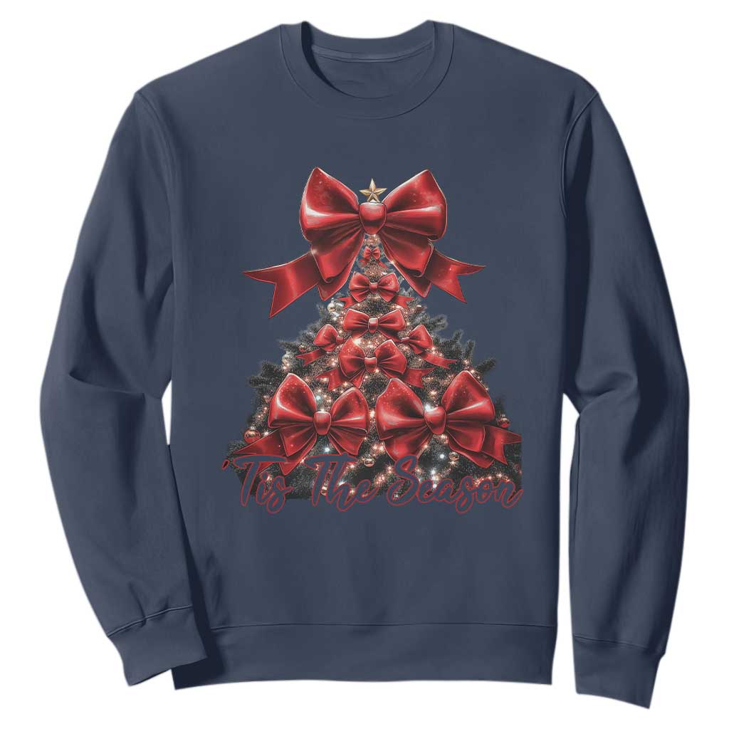 Christmas Tree Coquette Tis The Season Sweatshirt TS09 Navy Print Your Wear