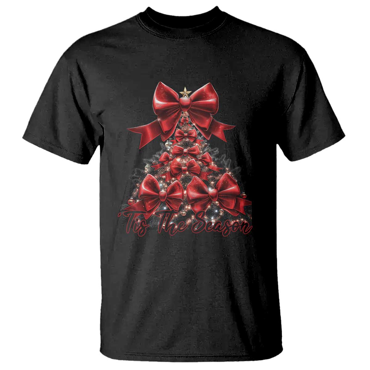 Christmas Tree Coquette Tis The Season T Shirt TS09 Black Print Your Wear