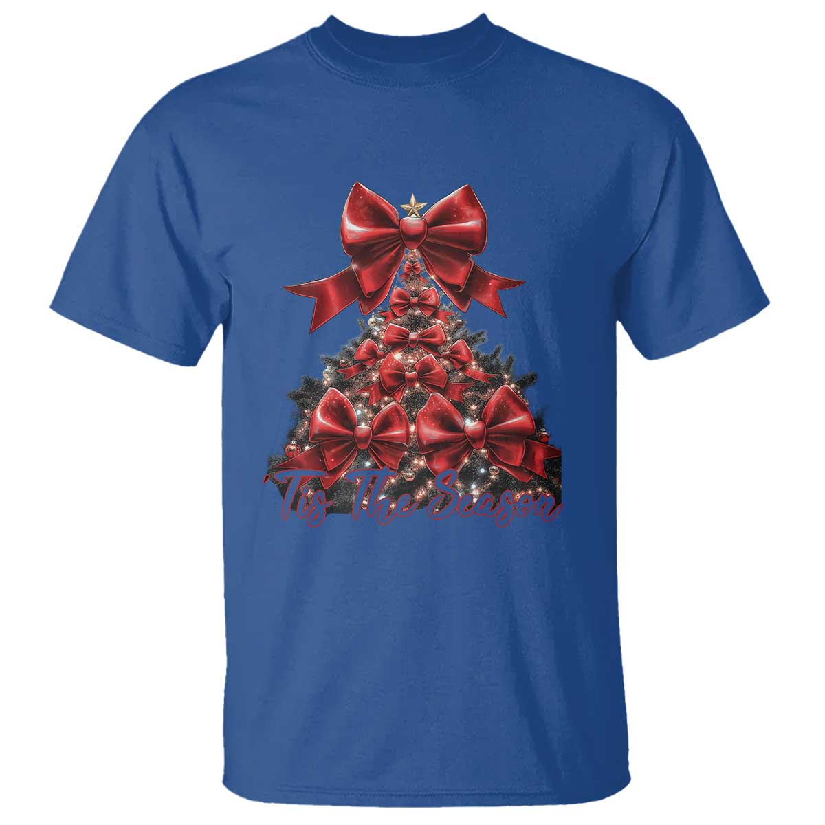 Christmas Tree Coquette Tis The Season T Shirt TS09 Royal Blue Print Your Wear