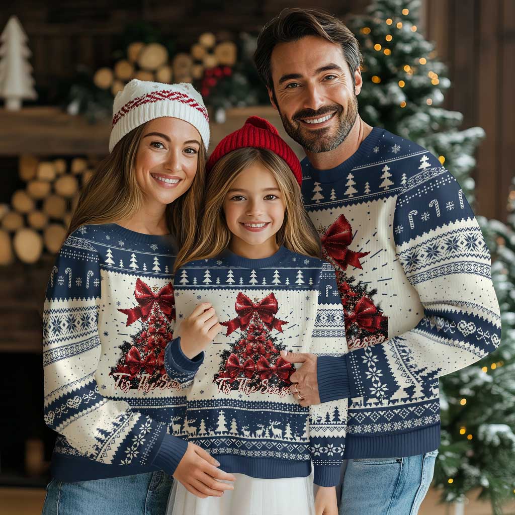 Christmas Tree Coquette Tis The Season Ugly Christmas Sweater TS09 Navy Print Your Wear