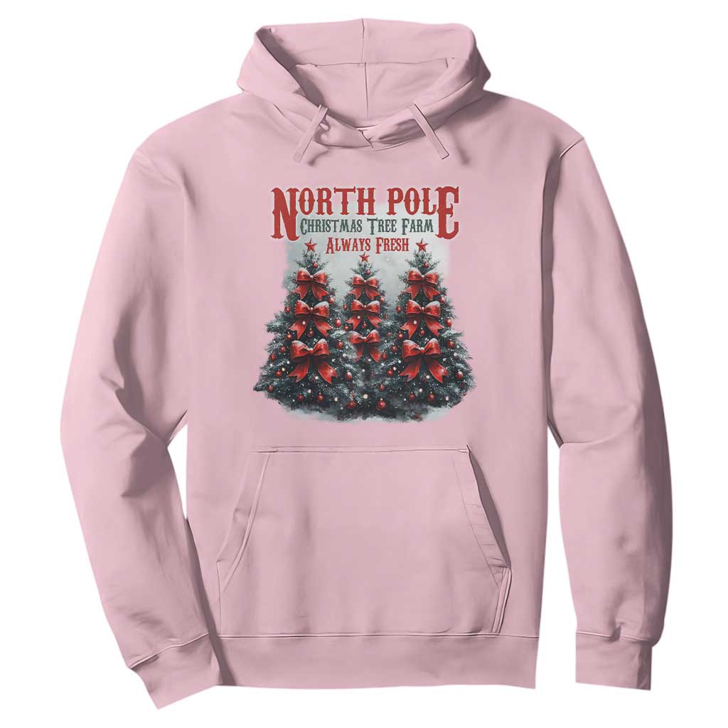 Xmas Coquette Hoodie North pole Christmas Tree Farm Always Fresh TS09 Light Pink Print Your Wear