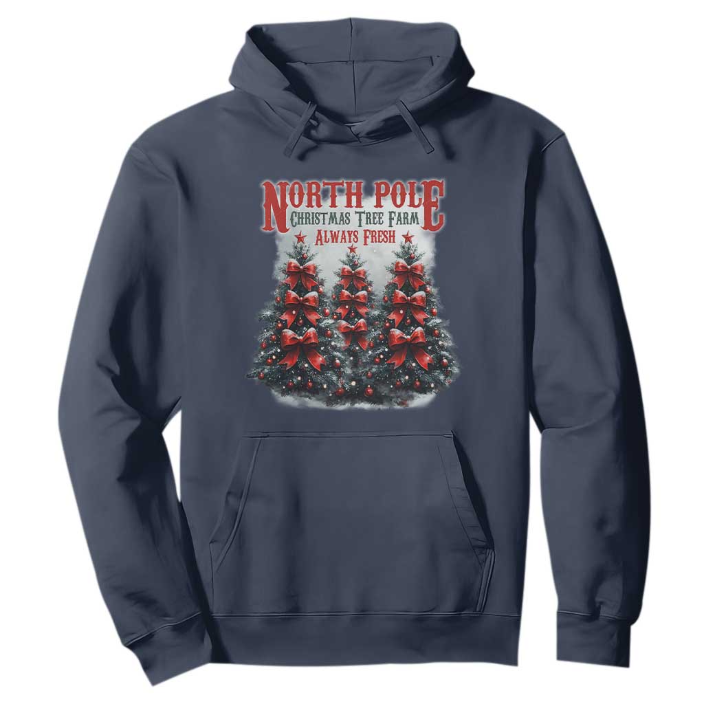 Xmas Coquette Hoodie North pole Christmas Tree Farm Always Fresh TS09 Navy Print Your Wear