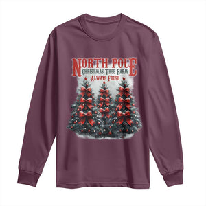 Xmas Coquette Long Sleeve Shirt North pole Christmas Tree Farm Always Fresh TS09 Maroon Print Your Wear