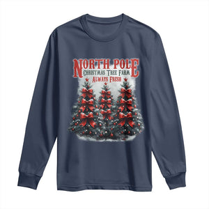 Xmas Coquette Long Sleeve Shirt North pole Christmas Tree Farm Always Fresh TS09 Navy Print Your Wear