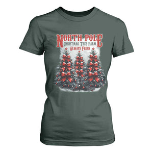 Xmas Coquette T Shirt For Women North pole Christmas Tree Farm Always Fresh TS09 Dark Forest Green Print Your Wear