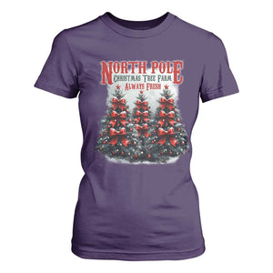 Xmas Coquette T Shirt For Women North pole Christmas Tree Farm Always Fresh TS09 Purple Print Your Wear