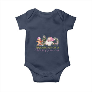 Dreaming Of A Pink Christmas Baby Onesie TS09 Navy Print Your Wear