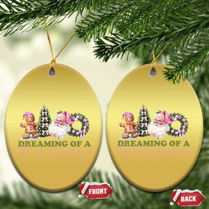 Dreaming Of A Pink Xmas Christmas Ornament TS09 Oval Gold Print Your Wear