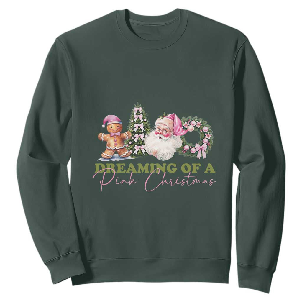 Dreaming Of A Pink Christmas Sweatshirt TS09 Dark Forest Green Print Your Wear