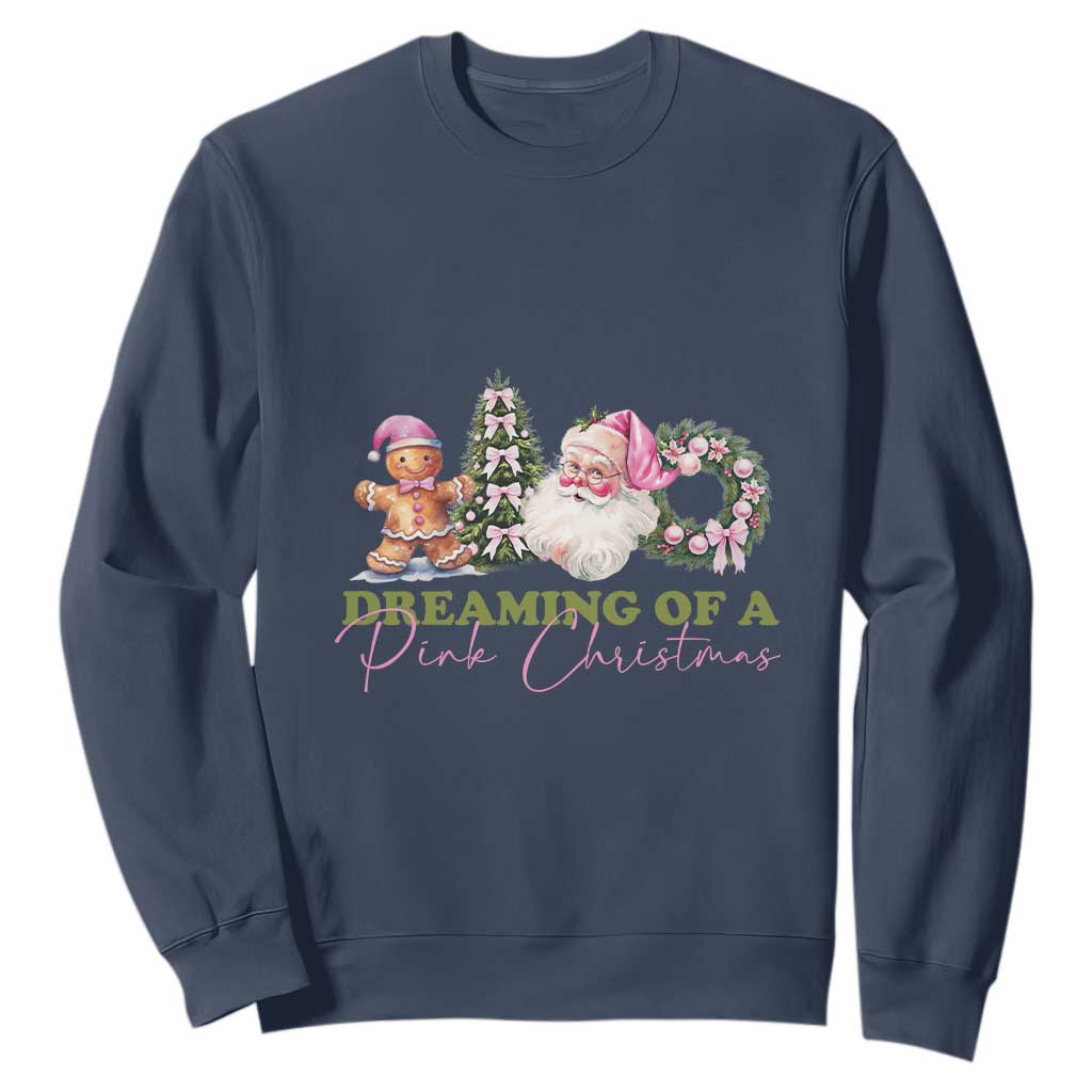 Dreaming Of A Pink Christmas Sweatshirt TS09 Navy Print Your Wear