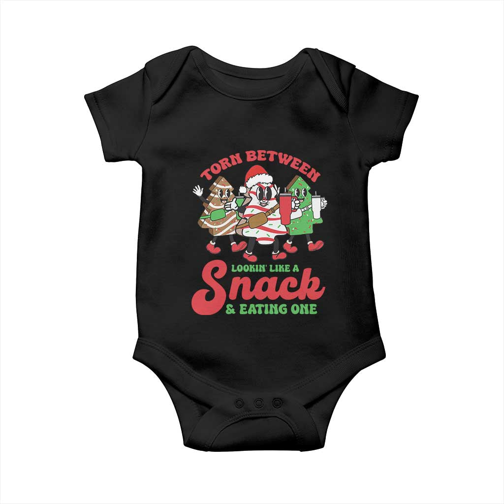 Funny Christmas Cake Baby Onesie Torn Between Looking' Like a Snack TS09 Black Print Your Wear