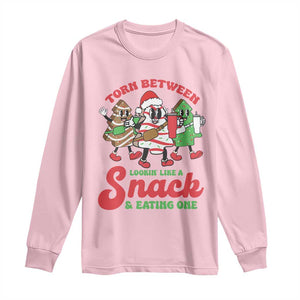 Funny Christmas Cake Long Sleeve Shirt Torn Between Looking' Like a Snack TS09 Light Pink Print Your Wear