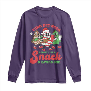 Funny Christmas Cake Long Sleeve Shirt Torn Between Looking' Like a Snack TS09 Purple Print Your Wear