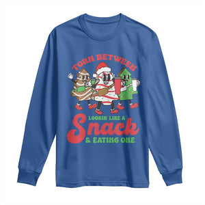 Funny Christmas Cake Long Sleeve Shirt Torn Between Looking' Like a Snack TS09 Royal Blue Print Your Wear