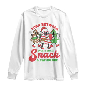 Funny Christmas Cake Long Sleeve Shirt Torn Between Looking' Like a Snack TS09 White Print Your Wear