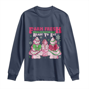 Farm Fresh Christmas Tree Cakes Coquette Long Sleeve Shirt TS09 Navy Print Your Wear