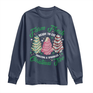 Farm Fresh Christmas Tree Cakes Long Sleeve Shirt TS09 Navy Print Your Wear