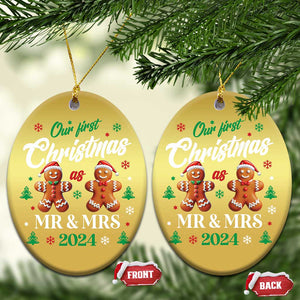 Our First Christmas As Mr Mrs 2024 Christmas Ornament Cute Gingerbread Couple TS09 Oval Gold Print Your Wear