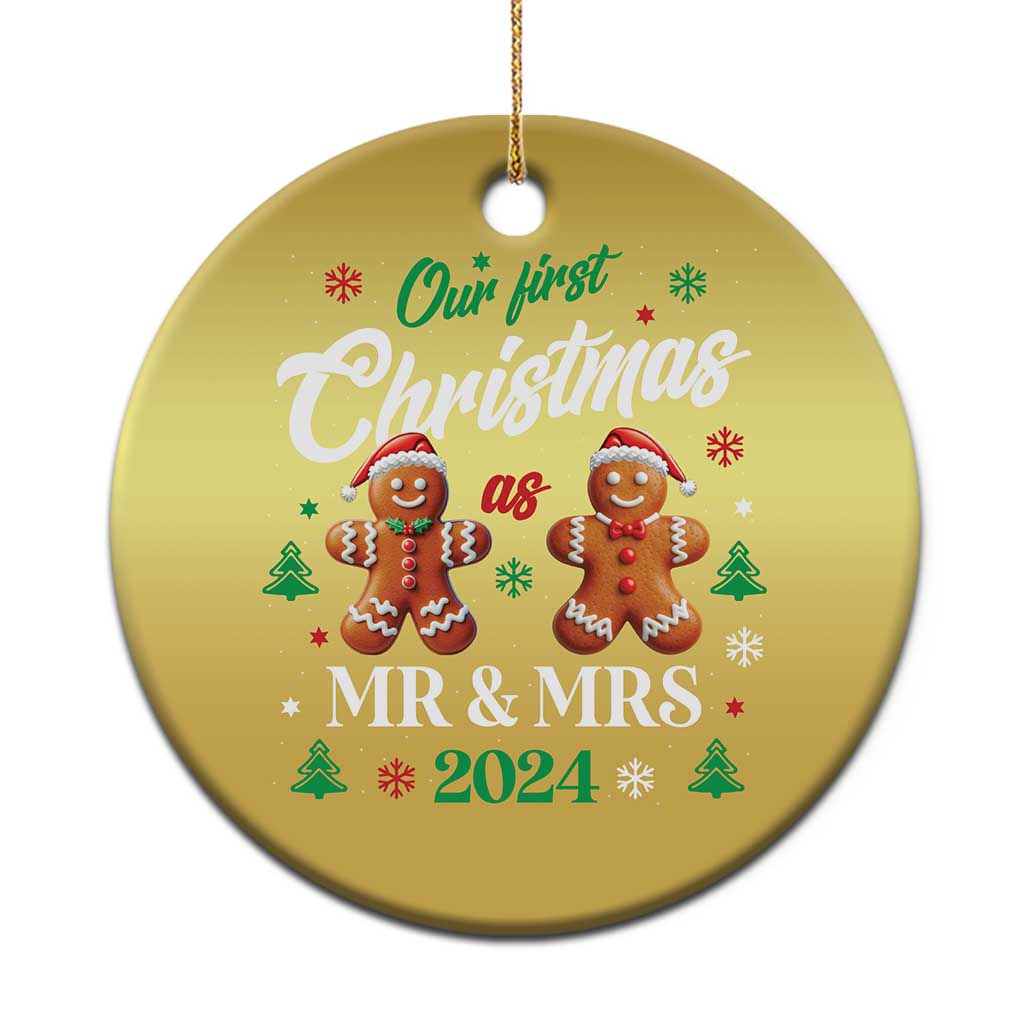 Our First Christmas As Mr Mrs 2024 Christmas Ornament Cute Gingerbread Couple TS09 Print Your Wear