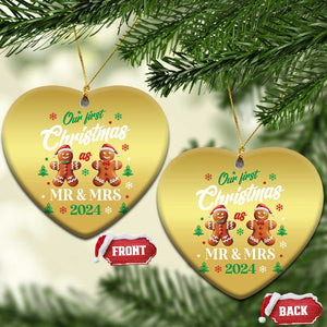 Our First Christmas As Mr Mrs 2024 Christmas Ornament Cute Gingerbread Couple TS09 Heart Gold Print Your Wear