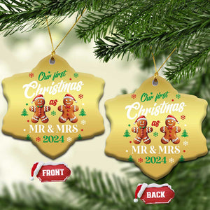 Our First Christmas As Mr Mrs 2024 Christmas Ornament Cute Gingerbread Couple TS09 Snow Flake Gold Print Your Wear