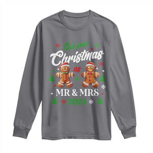 Our First Christmas As Mr Mrs 2024 Long Sleeve Shirt Cute Gingerbread Couple TS09 Charcoal Print Your Wear