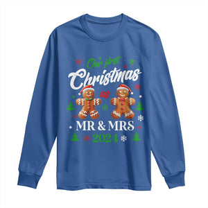 Our First Christmas As Mr Mrs 2024 Long Sleeve Shirt Cute Gingerbread Couple TS09 Royal Blue Print Your Wear