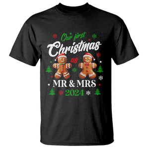 Our First Christmas As Mr Mrs 2024 T Shirt Cute Gingerbread Couple TS09 Black Print Your Wear