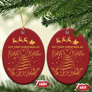 Our First Christmas As Mr Mrs 2024 Matching Couple Christmas Ornament TS09 Oval Red Print Your Wear