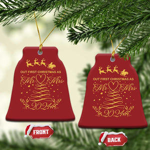 Our First Christmas As Mr Mrs 2024 Matching Couple Christmas Ornament TS09 Bell Flake Red Print Your Wear