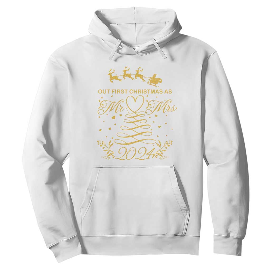 Our First Christmas As Mr Mrs 2024 Matching Couple Hoodie TS09 White Print Your Wear