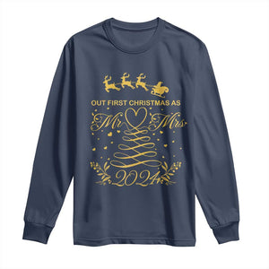 Our First Christmas As Mr Mrs 2024 Matching Couple Long Sleeve Shirt TS09 Navy Print Your Wear