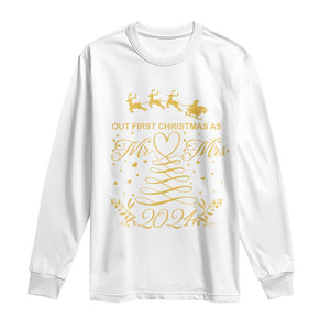 Our First Christmas As Mr Mrs 2024 Matching Couple Long Sleeve Shirt TS09 White Print Your Wear