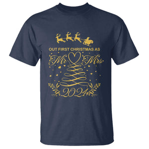Our First Christmas As Mr Mrs 2024 Matching Couple T Shirt TS09 Navy Print Your Wear