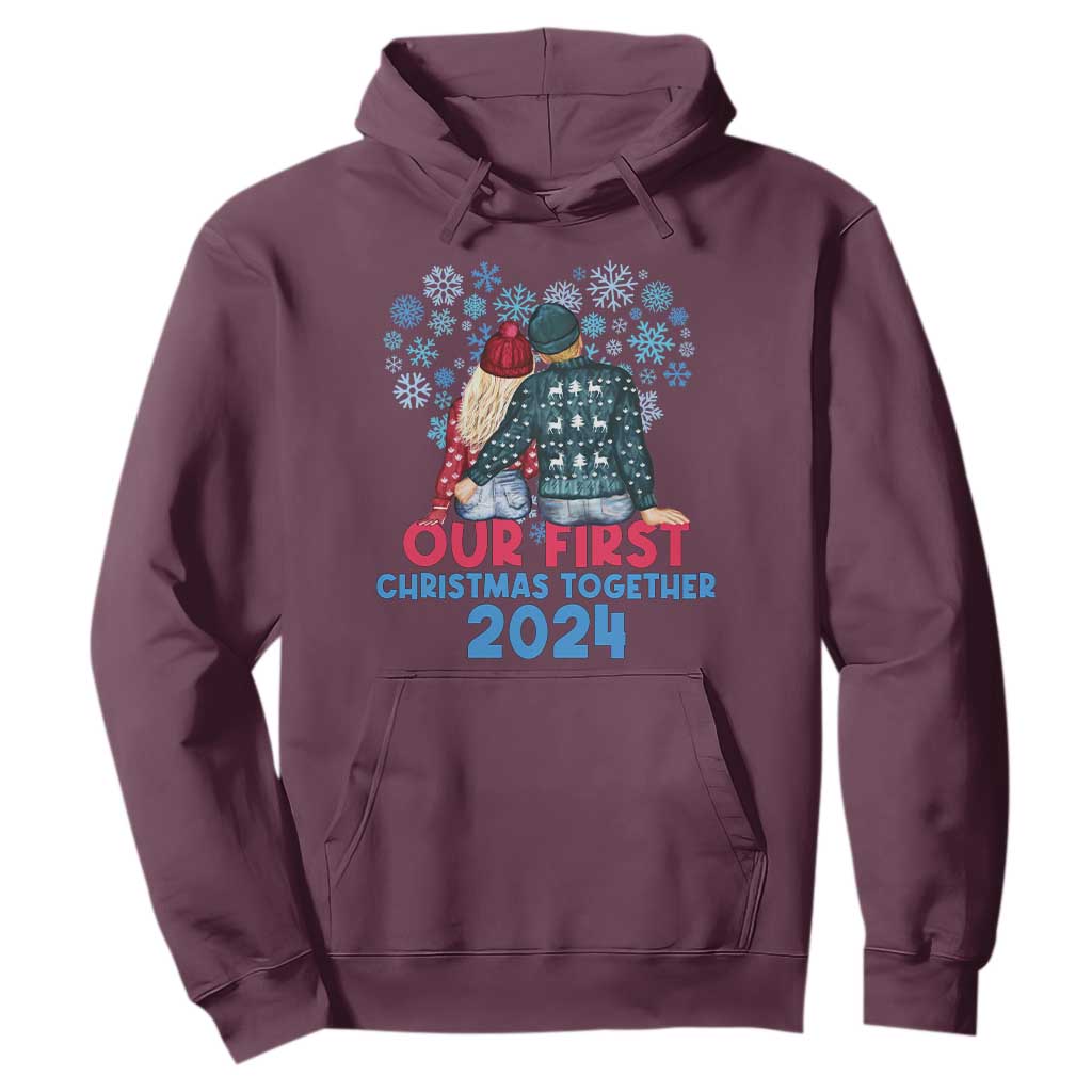 Our First Christmas Together 2024 Hoodie TS09 Maroon Print Your Wear