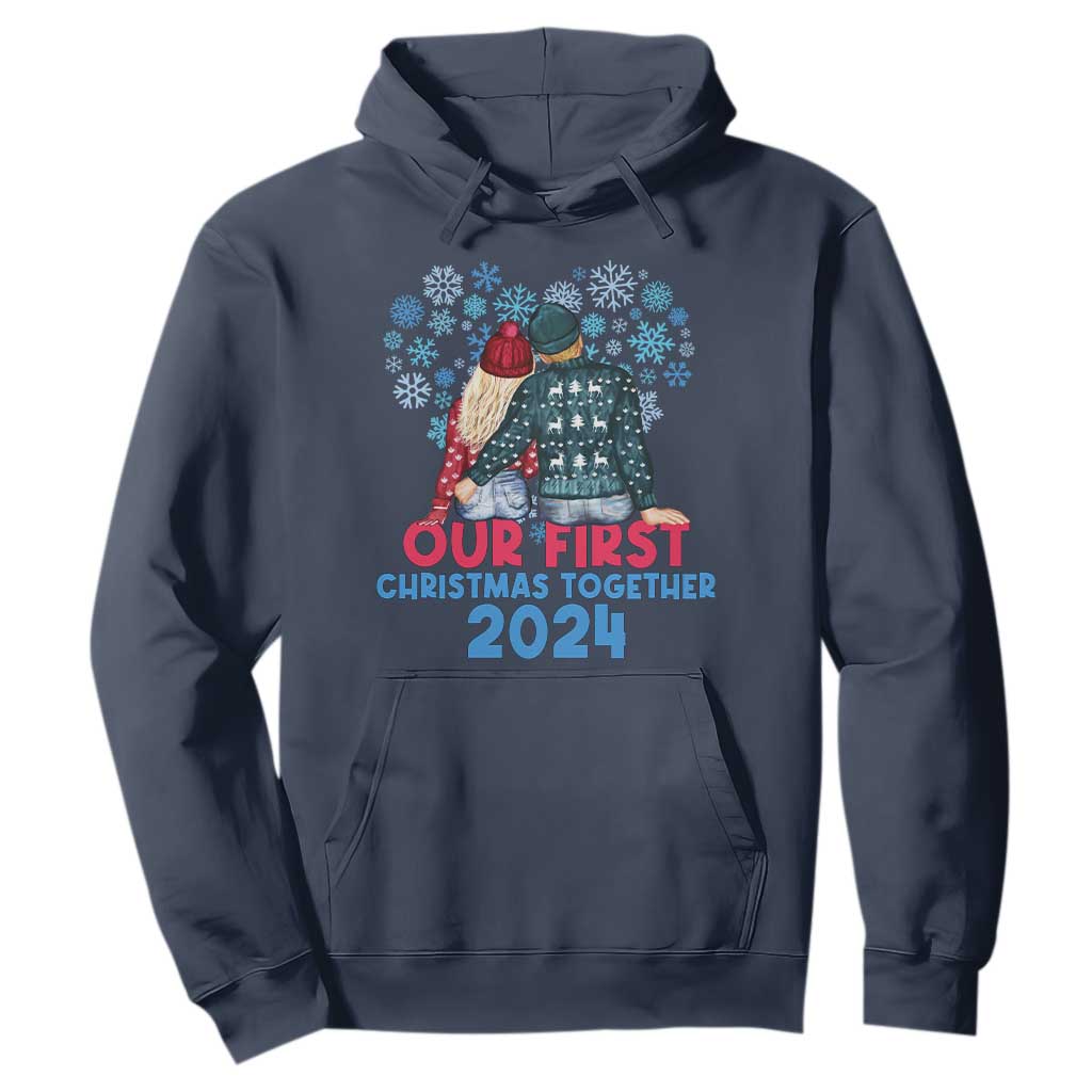 Our First Christmas Together 2024 Hoodie TS09 Navy Print Your Wear