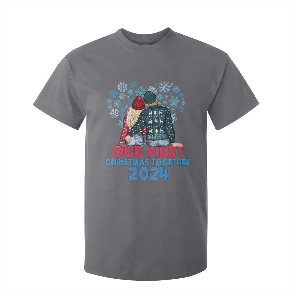 Our First Christmas Together 2024 T Shirt For Kid TS09 Charcoal Print Your Wear