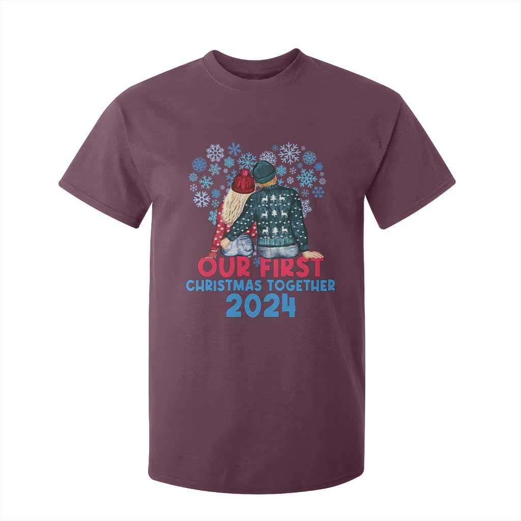 Our First Christmas Together 2024 T Shirt For Kid TS09 Maroon Print Your Wear