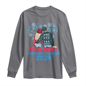 Our First Christmas Together 2024 Long Sleeve Shirt TS09 Charcoal Print Your Wear