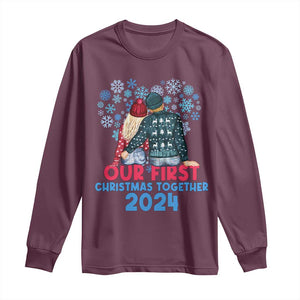 Our First Christmas Together 2024 Long Sleeve Shirt TS09 Maroon Print Your Wear