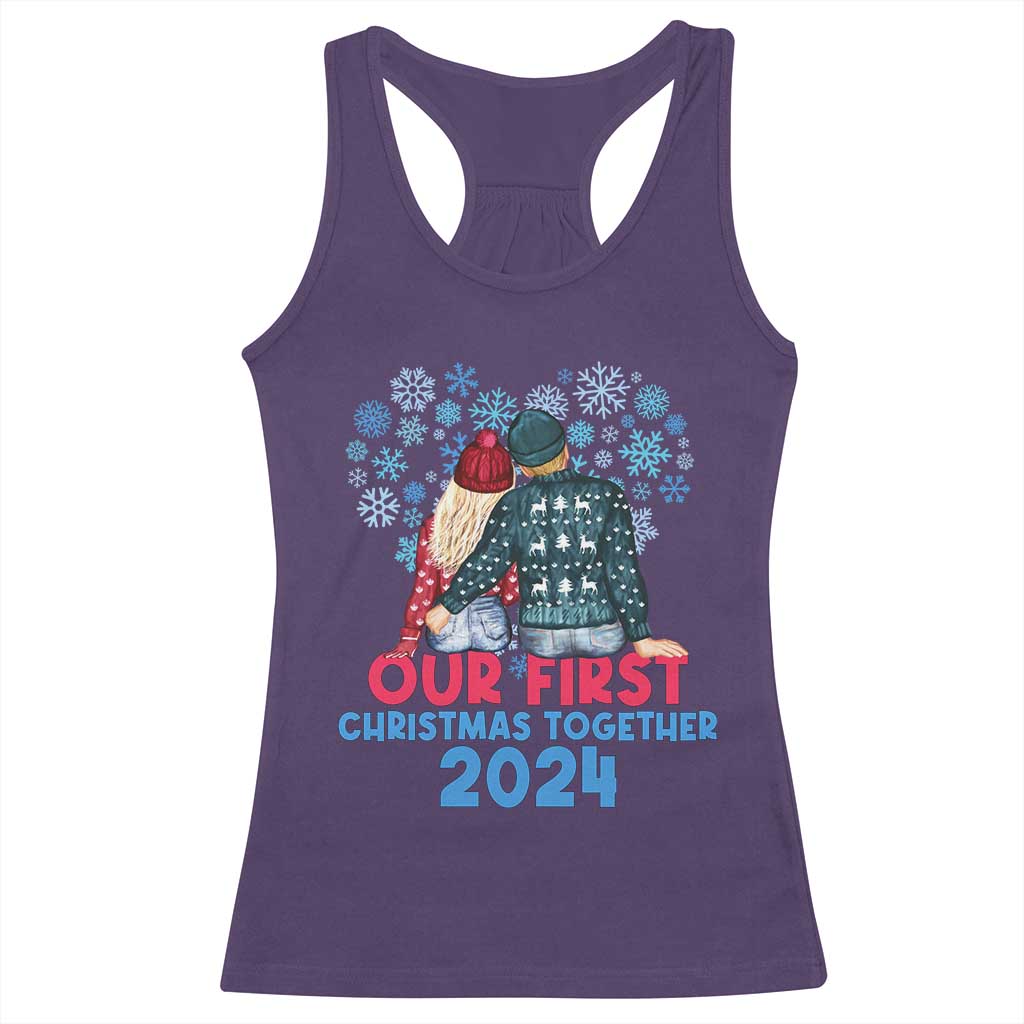 Our First Christmas Together 2024 Racerback Tank Top TS09 Purple Print Your Wear