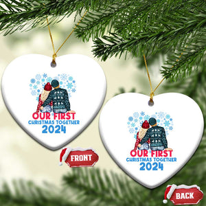 Our First Christmas Together 2024 Christmas Ornament TS09 Heart White Print Your Wear