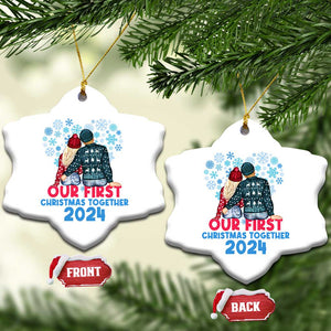 Our First Christmas Together 2024 Christmas Ornament TS09 Snow Flake White Print Your Wear